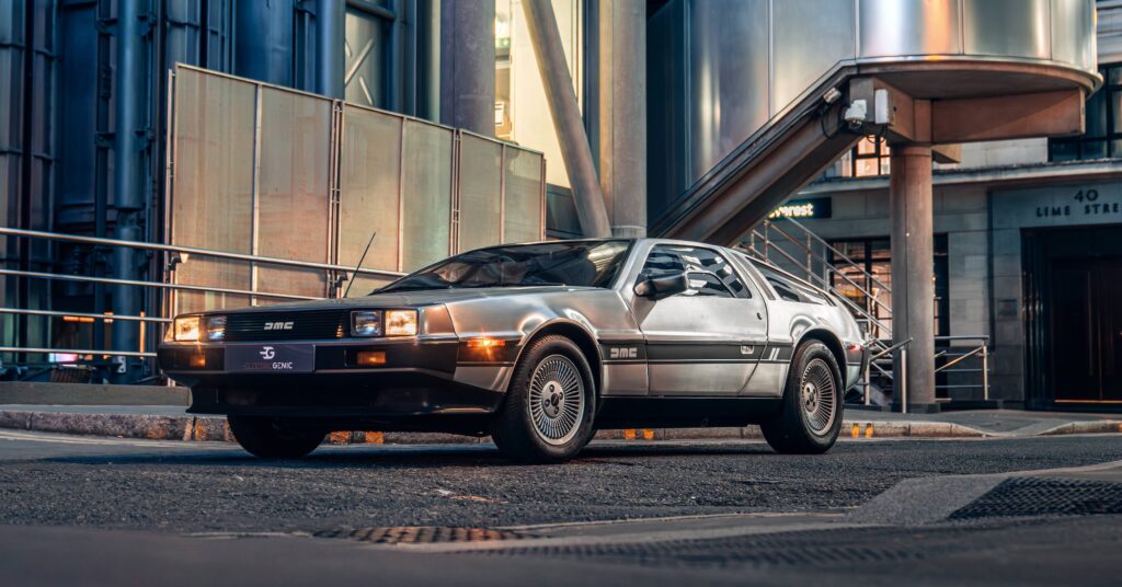 Electrogeinc electric Delorean by Lloyds Building