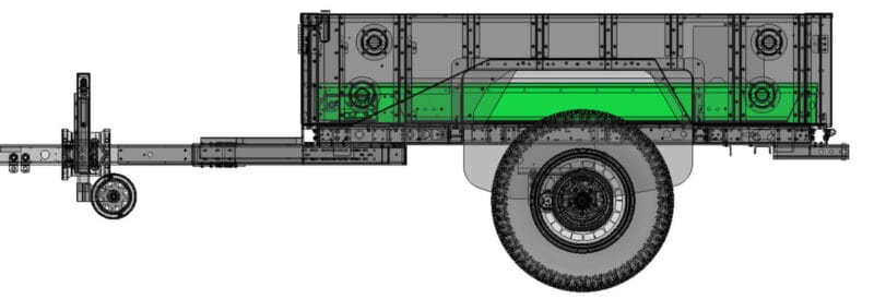 Electrogenic EV battery trailer sketch side view