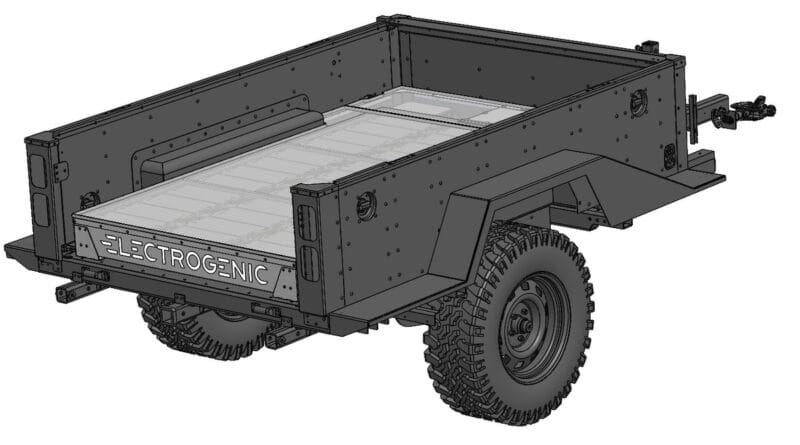 Electrogenic EV battery trailer sketch isometric