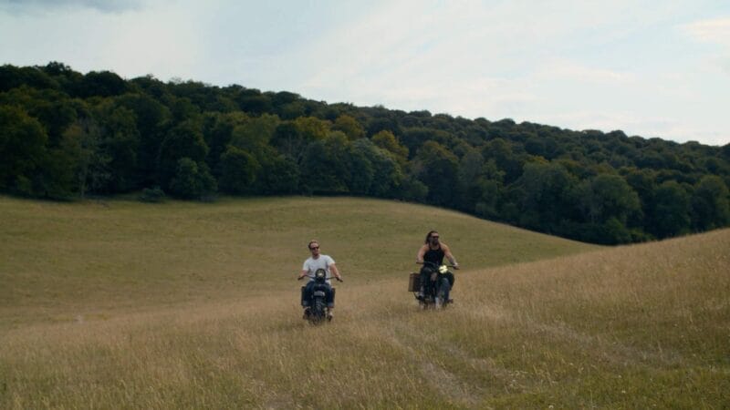 Jason Mamoa riding a classic Harley Davidson electric converision by Electrogenic. On The Roam Season 2: Episode 4 - Off The Grid